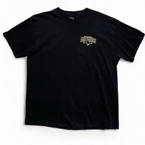 Black Ink Live Free Air Force Men’s Black Cotton Graphic T‑Shirt Size XL - Picture 1 of 5